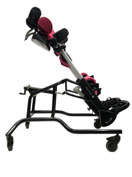 leckey mygo stander 1 pink pediatric stander right side angled