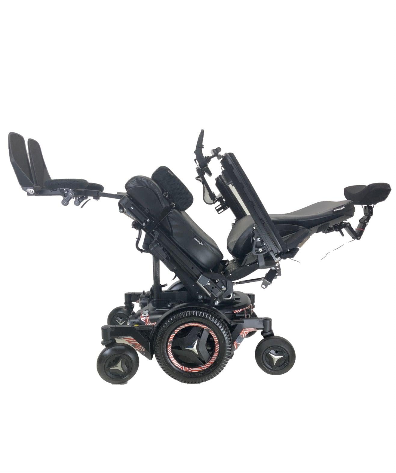 Like New 2019 Permobil M3 Rehab Power Chair | 19" x 21" Seat | Seat Elevate, Tilt, Recline, Power Legs | Only 33 Miles! | American Flag Color Decal Kit-Mobility Equipment for Less