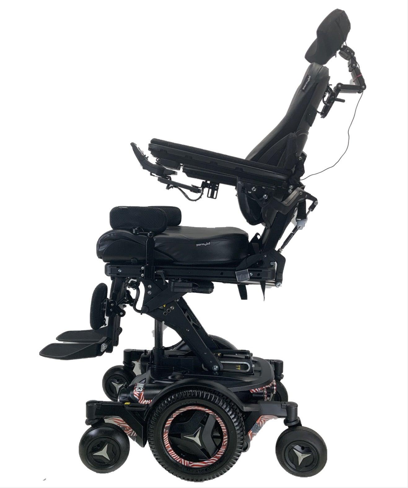 Like New 2019 Permobil M3 Rehab Power Chair | 19" x 21" Seat | Seat Elevate, Tilt, Recline, Power Legs | Only 33 Miles! | American Flag Color Decal Kit-Mobility Equipment for Less