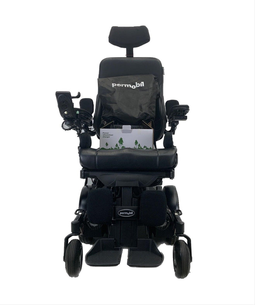 Like New 2019 Permobil M3 Rehab Power Chair | 19" x 21" Seat | Seat Elevate, Tilt, Recline, Power Legs | Only 33 Miles! | American Flag Color Decal Kit-Mobility Equipment for Less