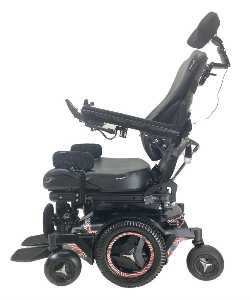 Like New 2019 Permobil M3 Rehab Power Chair | 19" x 21" Seat | Seat Elevate, Tilt, Recline, Power Legs | Only 33 Miles! | American Flag Color Decal Kit-Mobility Equipment for Less