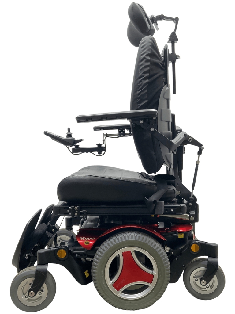 permobil m300 hd heavy duty red power wheelchair left side
