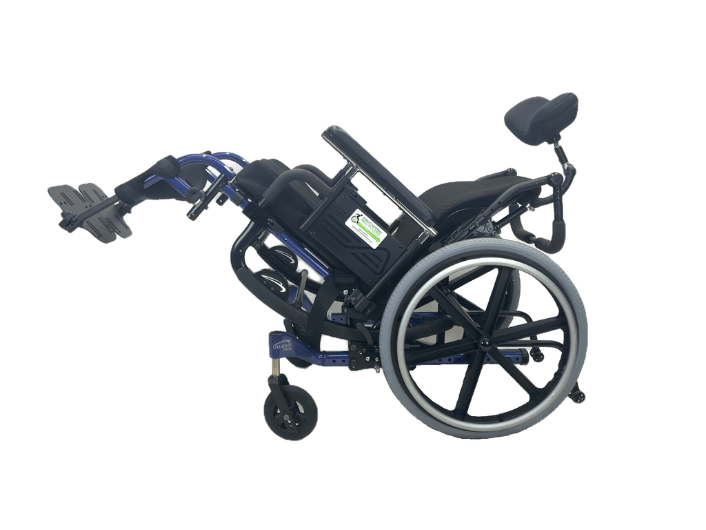 Like New Quickie Iris Tilt-In-Space Manual Wheelchair | 18" x 18" Seat | Seat Belt, Swing-Away Leg Rests, Contoured Backrest, Height Adjustable Push Handles-Mobility Equipment for Less