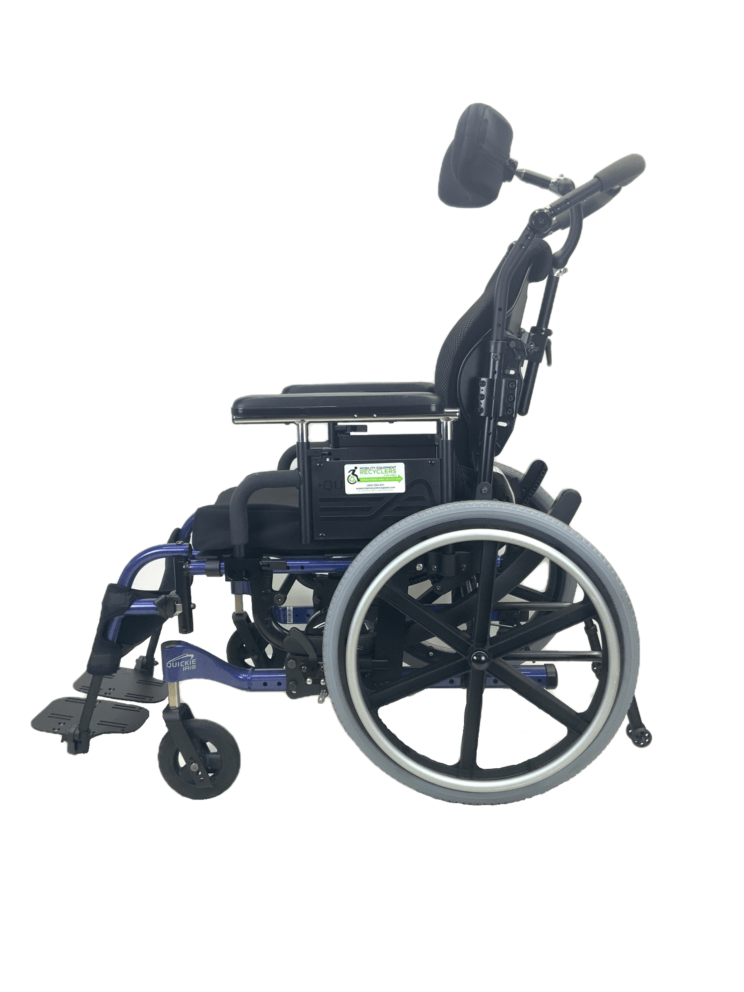 Like New Quickie Iris Tilt-In-Space Manual Wheelchair | 18" x 18" Seat | Seat Belt, Swing-Away Leg Rests, Contoured Backrest, Height Adjustable Push Handles-Mobility Equipment for Less