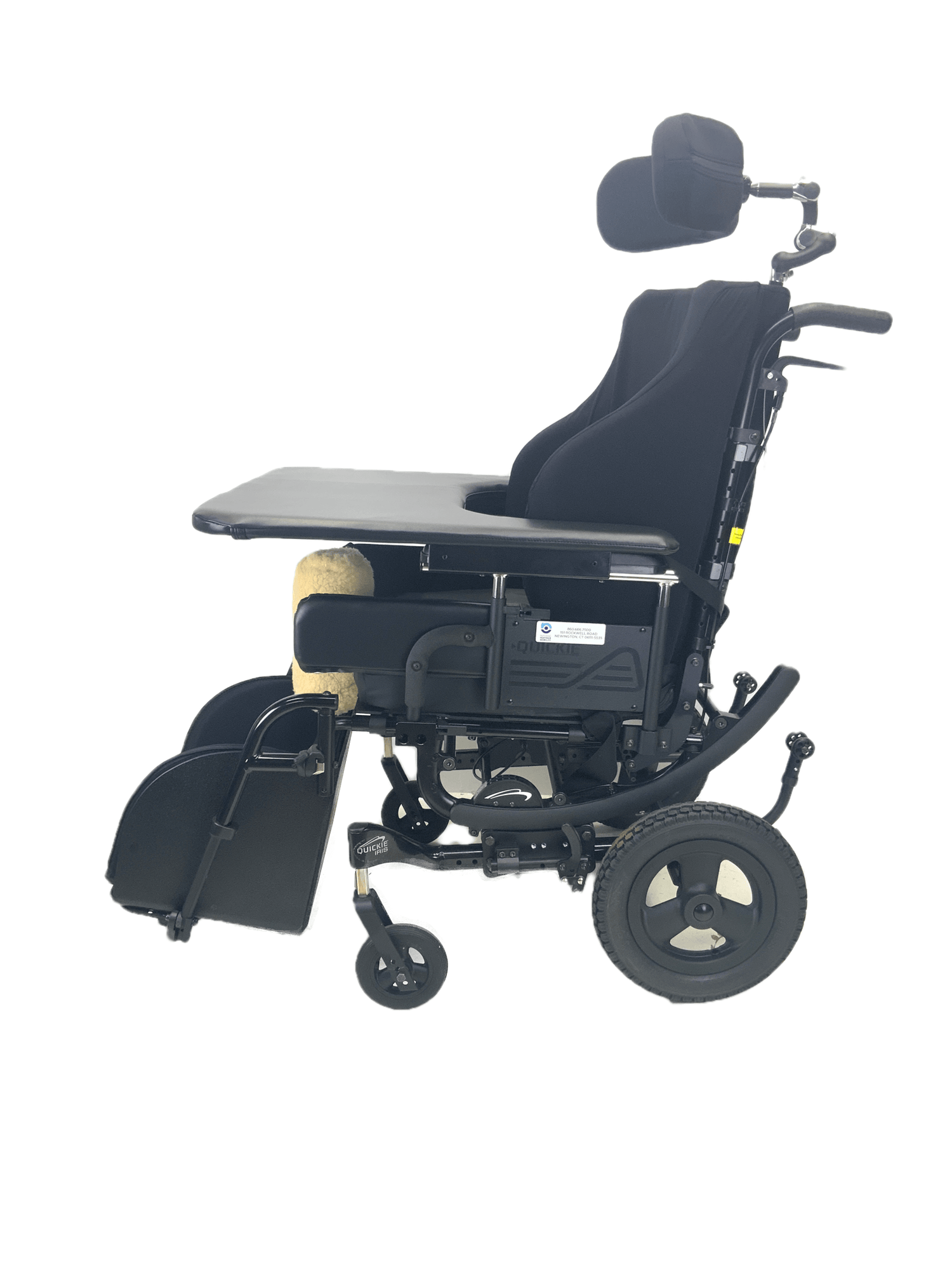 New Quickie Iris Tilt-In-Space Manual Wheelchair | 18 x 18 Inches | Legbox, Thigh Supports, Abductor Pad, Removable Activity Tray-Mobility Equipment for Less