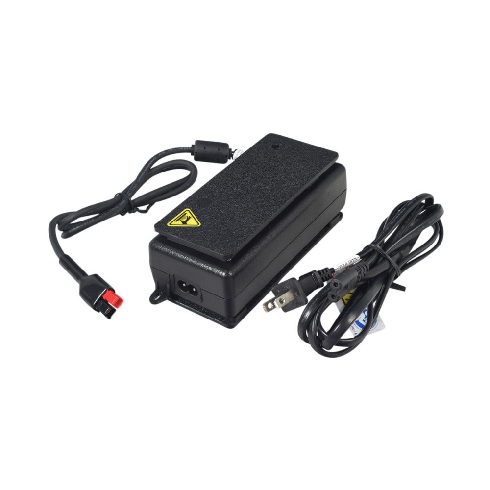 Overhead view of Pride Mobility iRide & iRide 2 battery charger, disassembled