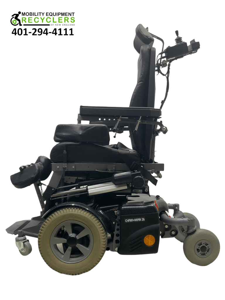 permobil black chairman 2k power wheelchair left side
