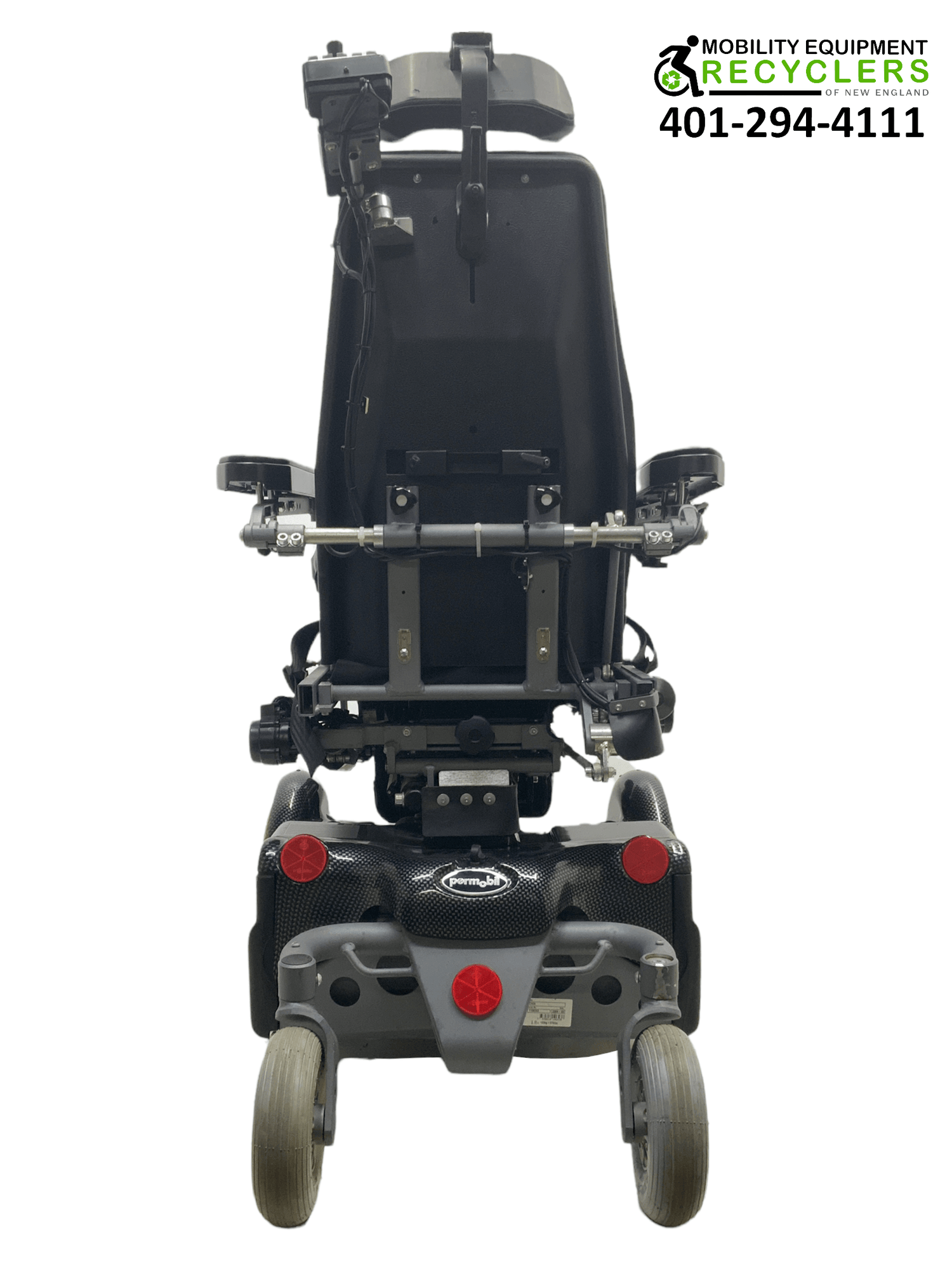 permobil black chairman 2k power wheelchair rear view