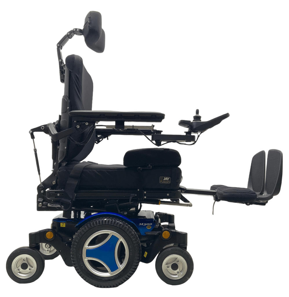 permobil m300 hd blue power wheelchair leg elevate