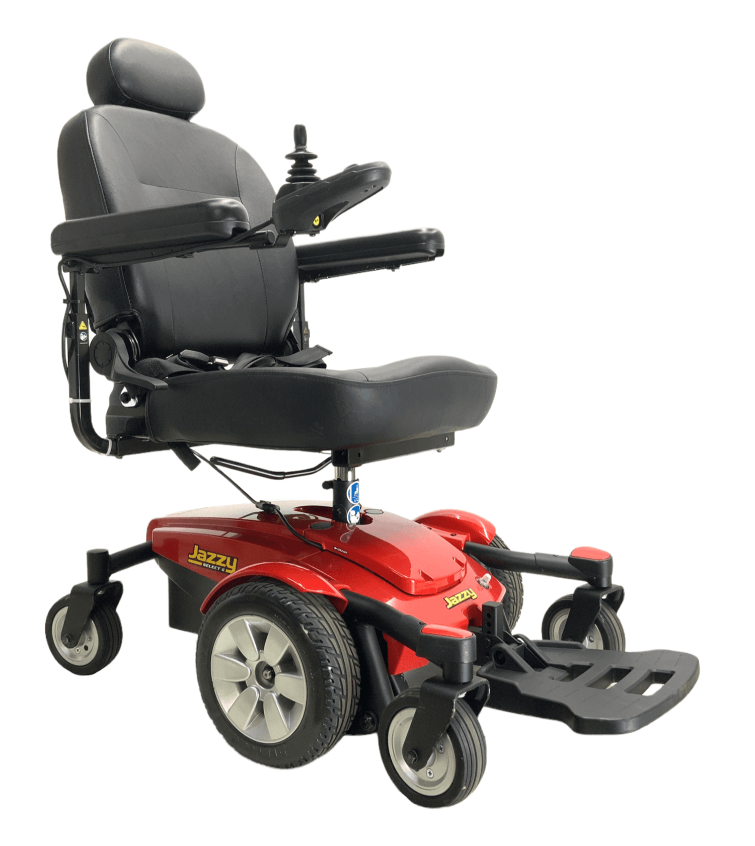 pride mobility jazzy select 6 red power wheelchair angle