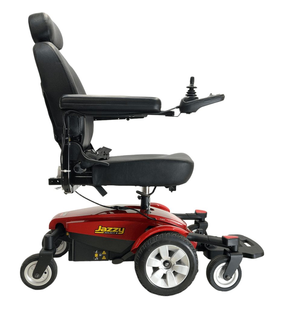 pride mobility jazzy select 6 red power wheelchair right side