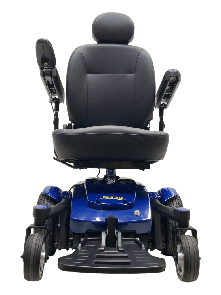 pride mobility jazzy select 6 blue power wheelchair front