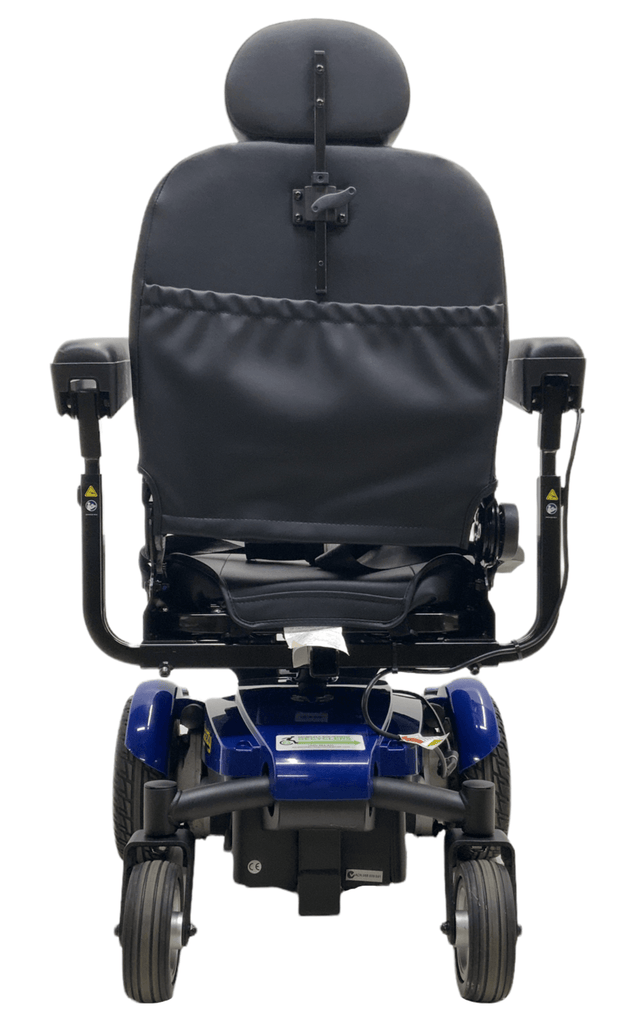 pride mobility jazzy select 6 blue power wheelchair back view