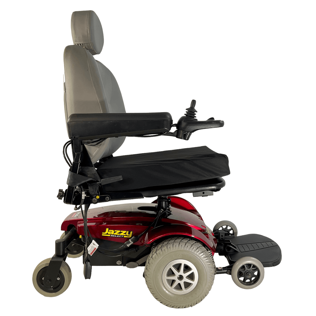 Pride Mobility Jazzy Select Power Chair | 18 x 20 Seat | Seat Pan Style Seat W/ Cushion | Red Shroud - Mobility Equipment for Less