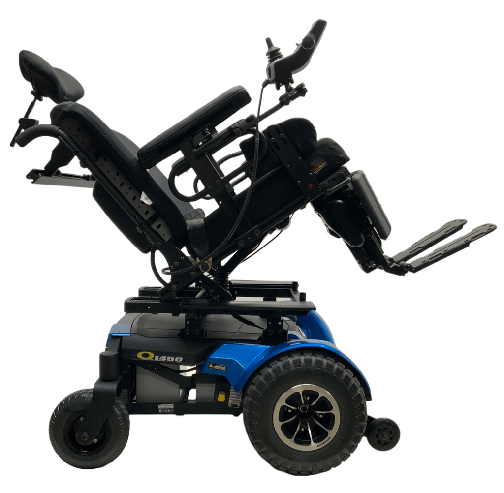 pride mobility quantum 1450 heavy duty blue power wheelchair tilt