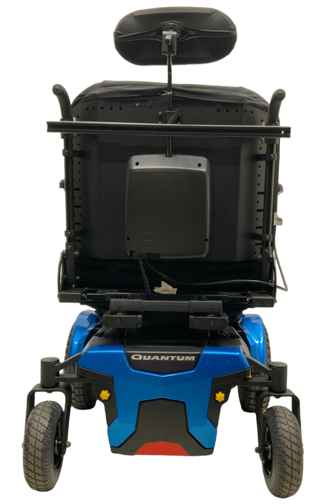 pride mobility quantum 1450 heavy duty blue power wheelchair rear view