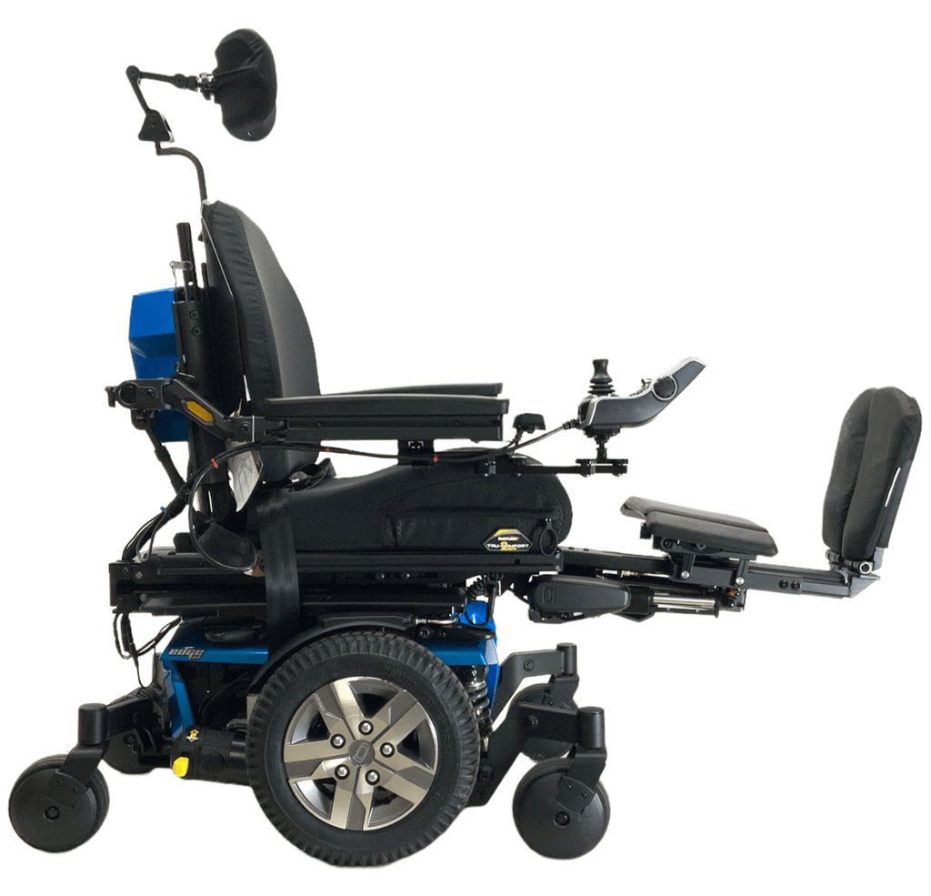 pride mobility quantum q6 edge 2.0 ilevel blue power wheelchair leg elevate
