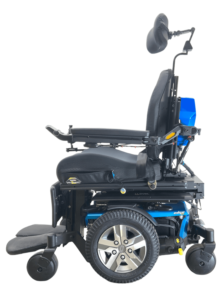 pride mobility quantum q6 edge 2.0 ilevel blue power wheelchair left side