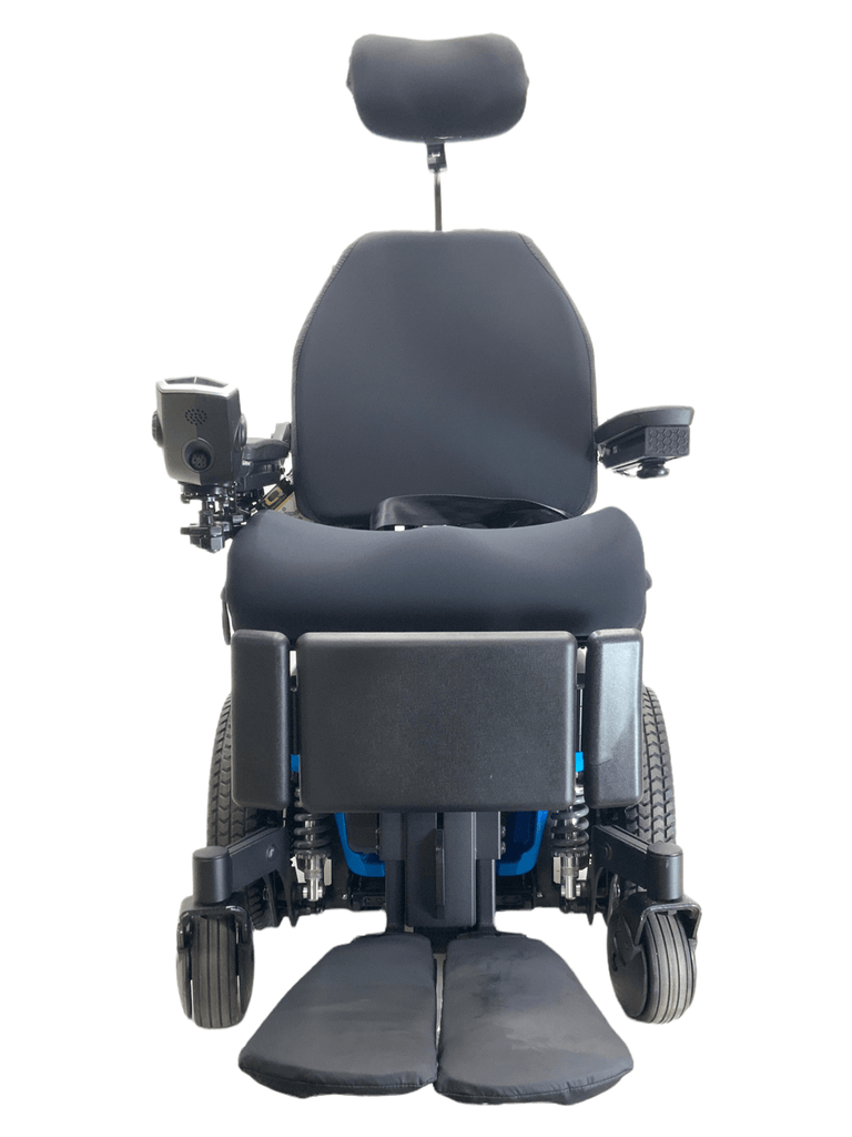 pride mobility quantum q6 edge 2.0 ilevel blue power wheelchair front