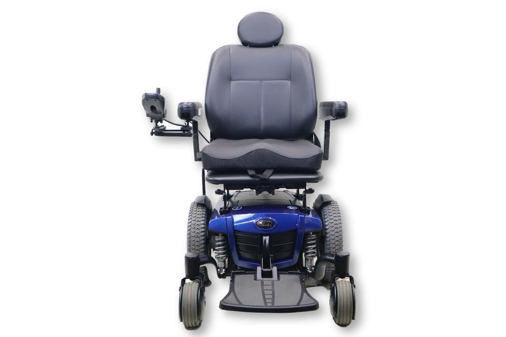 Quantum Q6 Edge Electric Powered Wheelchair By Pride Mobility | Blue Exterior | Swing-Away Joystick | 18" x 18" Seat-Mobility Equipment for Less