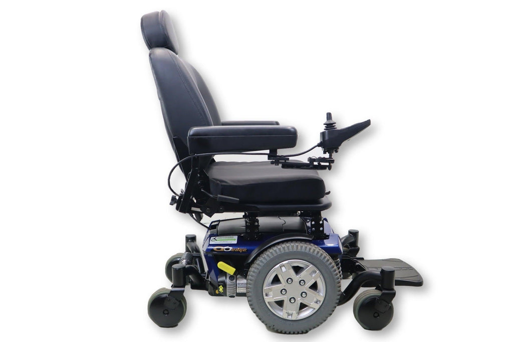 Quantum Q6 Edge Electric Powered Wheelchair By Pride Mobility | Blue Exterior | Swing-Away Joystick | 18" x 18" Seat-Mobility Equipment for Less