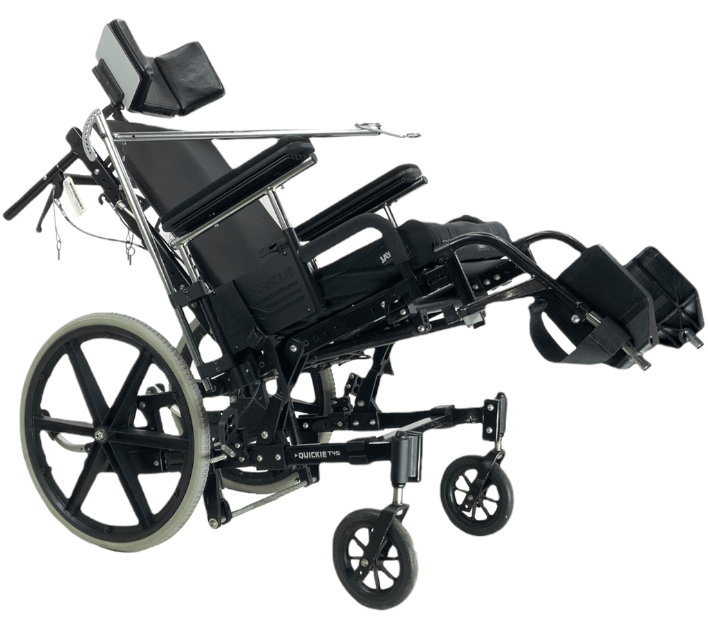 Quickie T45 Tilt-In-Space Manual Wheelchair | 17" x 18" Seat | IV Pole, Push Handles | 53% Savings!-Mobility Equipment for Less