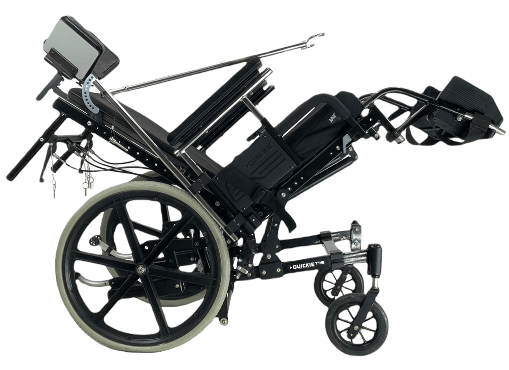 Quickie T45 Tilt-In-Space Manual Wheelchair | 17" x 18" Seat | IV Pole, Push Handles | 53% Savings!-Mobility Equipment for Less