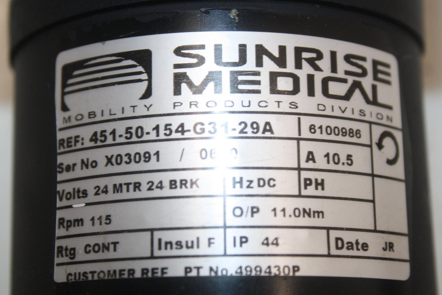 Replacement Left & Right Motor & Gearbox Assembly For Sunrise Medical Quickie Power Chairs | 499430P | 499431P | 451-50-154-G31-29B | 451-50-154-G31-29A-Mobility Equipment for Less