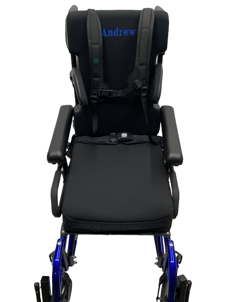 sunrise medical quickie ts tilt-in-space blue manual wheelchair top view